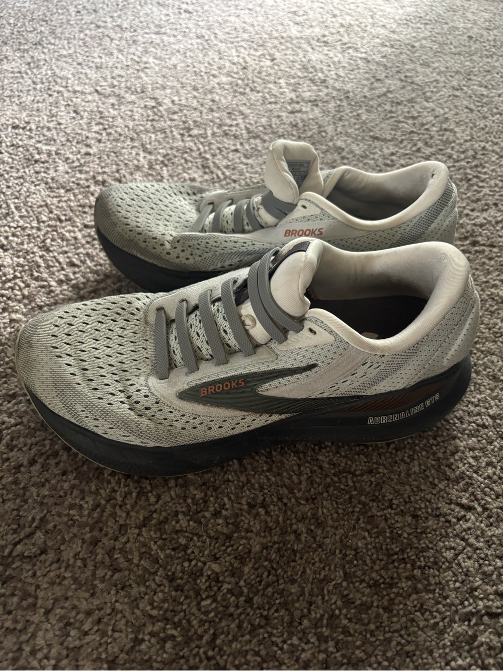 Brooks Men's Adrenaline Running Shoes - Gray and Black with Orange Logo